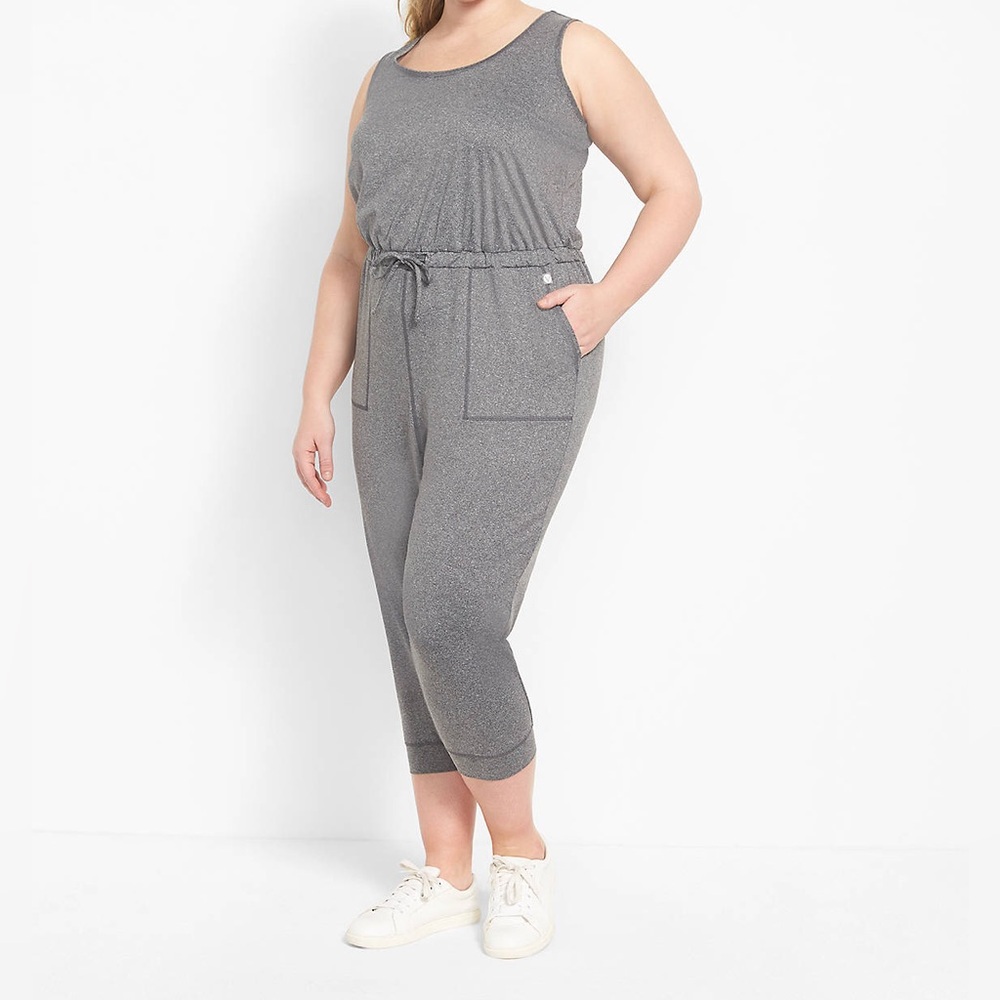 NWT! Lane Bryant LIVI Soft Marled Capri Jumpsuit size 26/28 Heather Gray